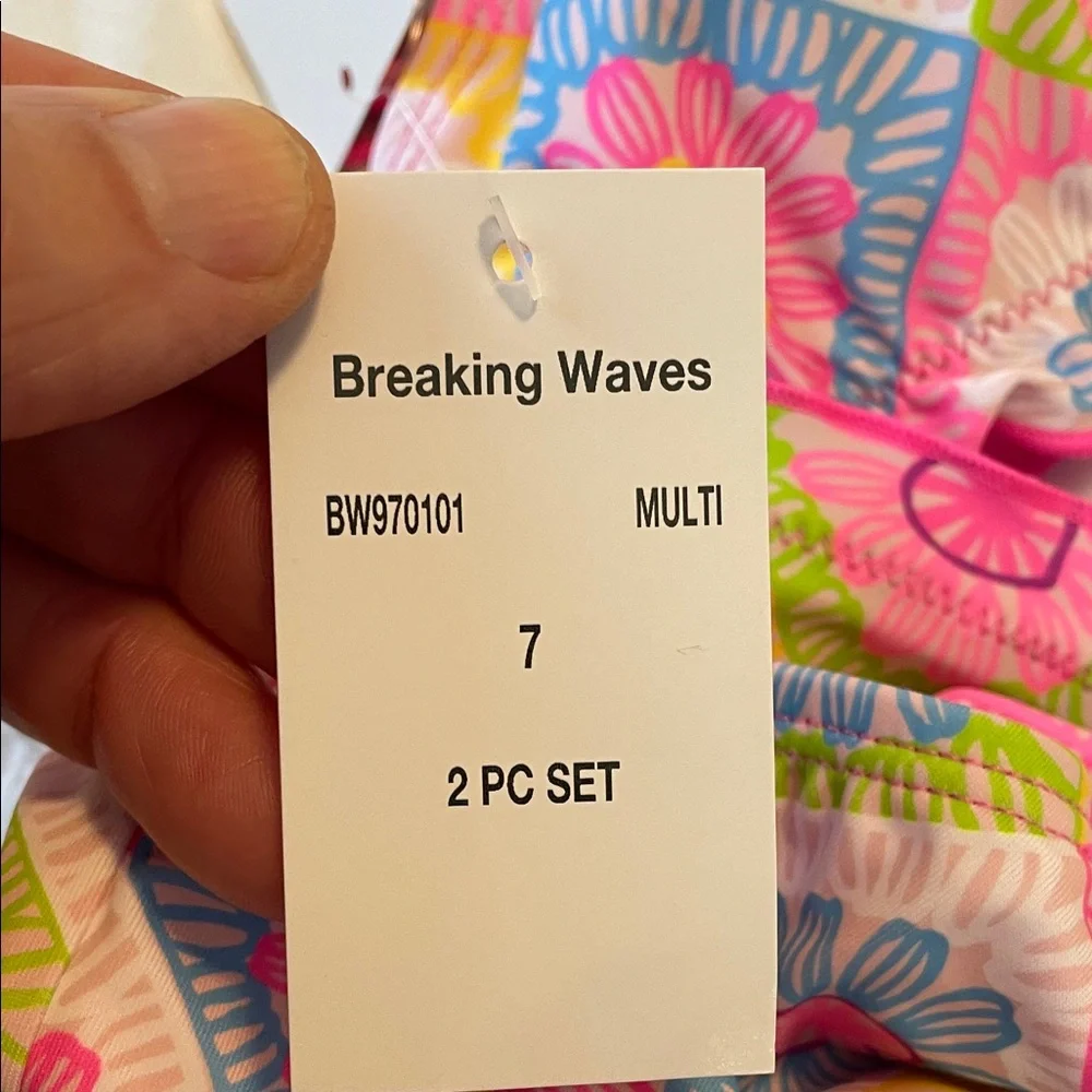 Colorful Floral Kids Bikini Set nwt breaking waves